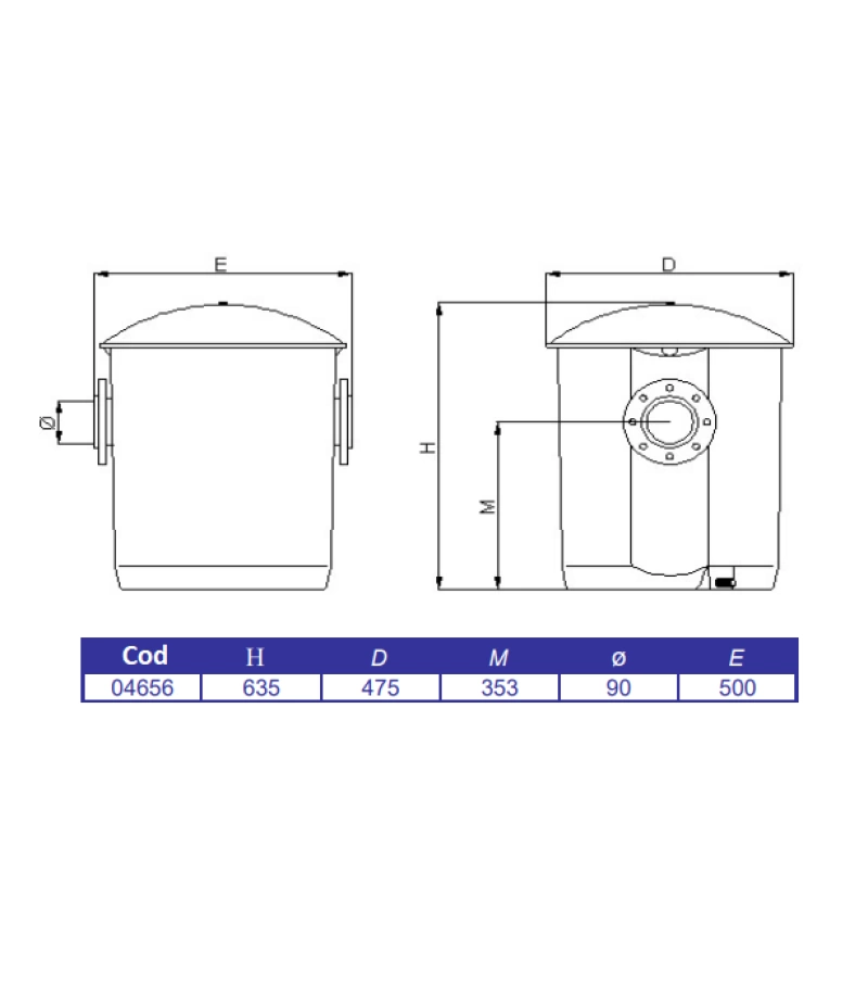Prefiltru cu capacitate de 33 l din poliester si fibra de sticla, conexiuni Ø 90 mm, 37 mc/h - AstralPool