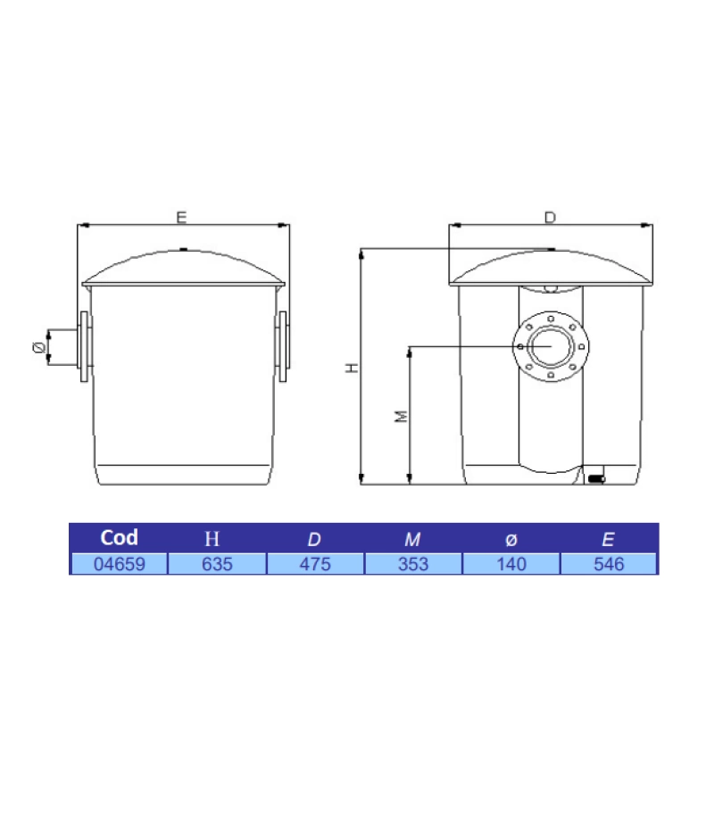 Prefiltru cu capacitate de 33 l din poliester si fibra de sticla, conexiuni Ø 140 mm, 90 mc/h - AstralPool
