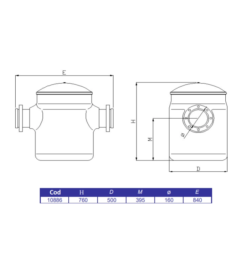 Prefiltru din poliester si fibra de sticla cu capacitate de 60l, conexiuni Ø 160 mm, 118 m3/h - AstralPool