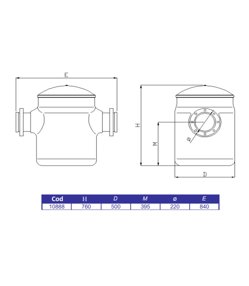 Prefiltru din poliester si fibra de sticla cu capacitate de 60l, conexiuni Ø 225 mm, 233 m3/h - AstralPool