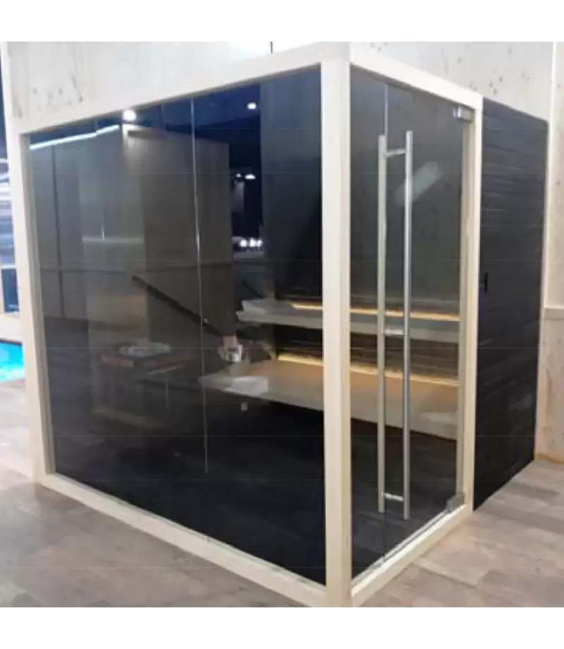 Sauna uscata NERA 2.5 x 2.5 x 2.4 m din sticla calita de 8 mm cu rama de abachi solid - AstralPool