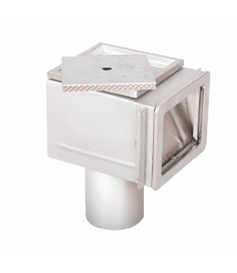 Skimmer cu deschidere standard si gat scurt din INOX AISI 316 pentru liner