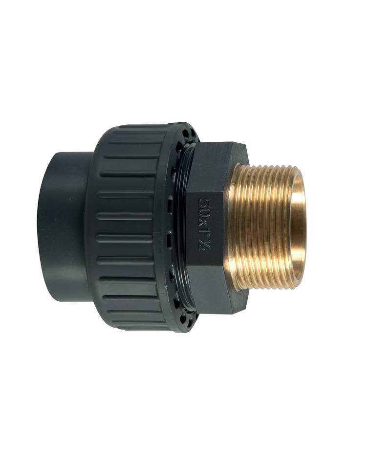 Racord olandez PVC-U D50 x 1 1/2"- filet exterior metal - SOROFLEX
