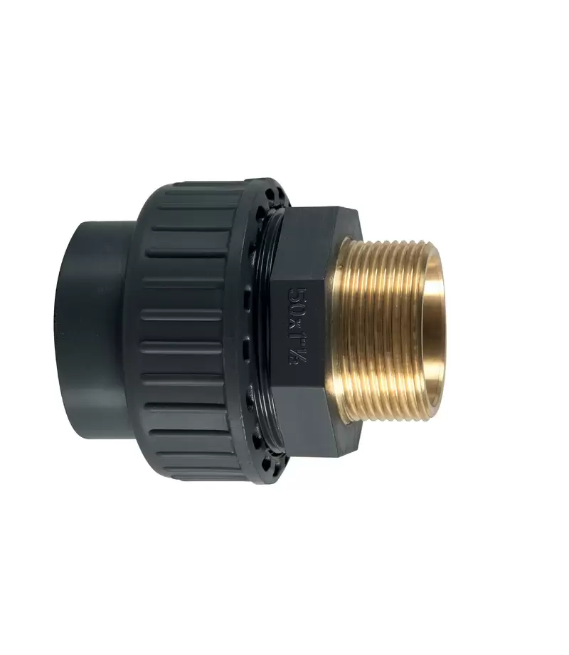 Racord olandez PVC-U D50 x 1 1/2"- filet exterior metal - SOROFLEX
