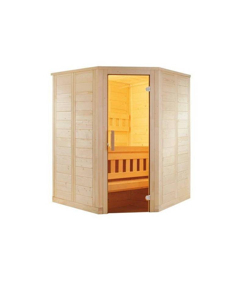 Cabina sauna uscata pentru colt Wellfun 144x144 cm - Sentiotec