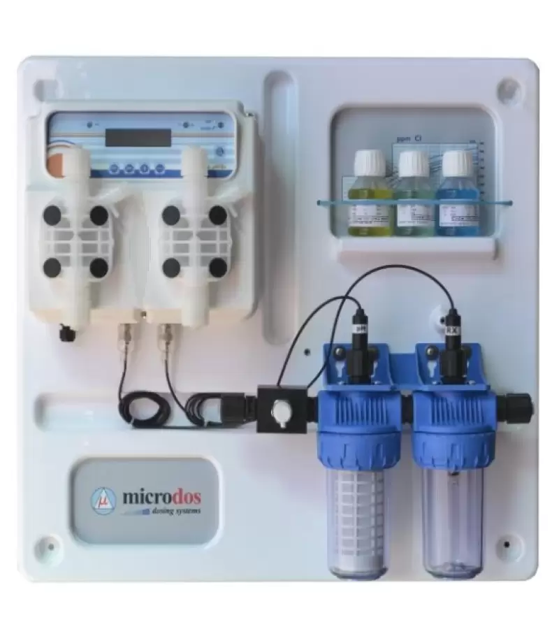 Dozator -regulator membrană ME Dual PVDF  PH - 1,5 l/h / RX - 3,0 l/h - 10 bari - montat  pe placă - Microdos