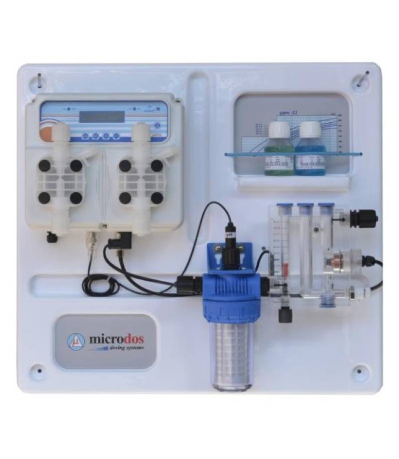 Dozator- regulator Microdos ME Dual PVDF Panou PH - 5,0 l/h / Clorinator - 10,0 l/h  montat pe placă