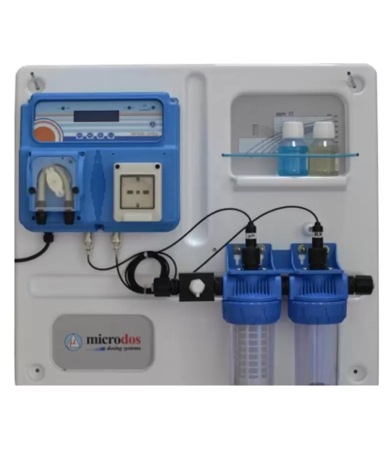 Dozator - regulator Microdos MP Dual  PH / REDOX  si electrolizor cu sare -  montat pe placă - 1.5 l/h - 1 bar - Microdos 