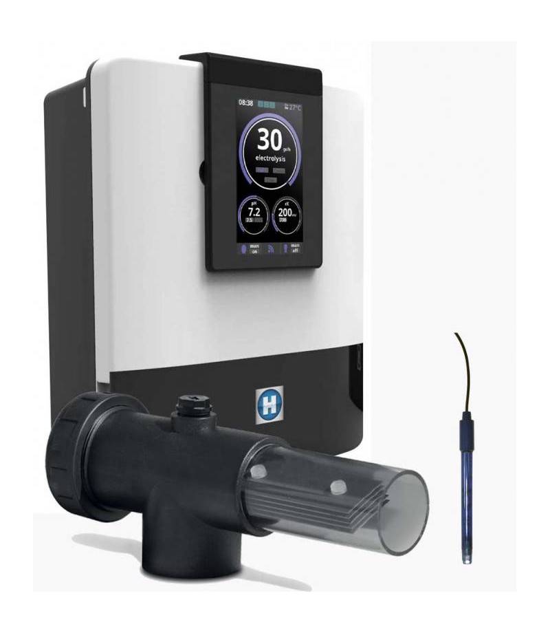 Electrolizor cu sare pentru piscina AQUARITE + SV cu celula transparenta si pH integrat - 50 grame / 300 mᶟ - Hayward