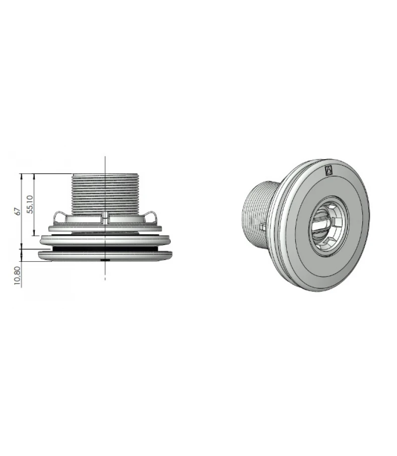 Duza refulare 2" NORM pentru piscine prefabricate si liner - AstralPool