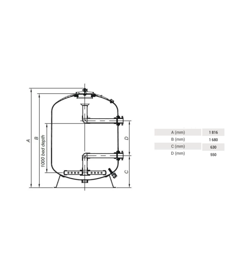 Filtru piscina Fiberpool Ø1200 mm, 56 mc/h, conexiuni 90 mm - Hayward