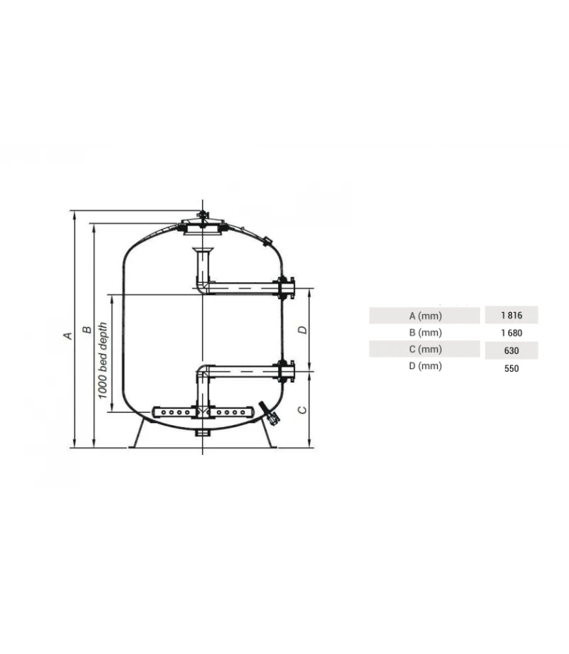 Filtru piscina Fiberpool Ø1400 mm, 46 mc/h, conexiuni 90 mm - Hayward
