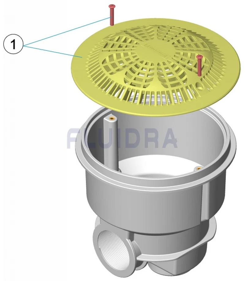 Sifon NORM pentru beton D189mm cu grilaj antivortex - AstralPool