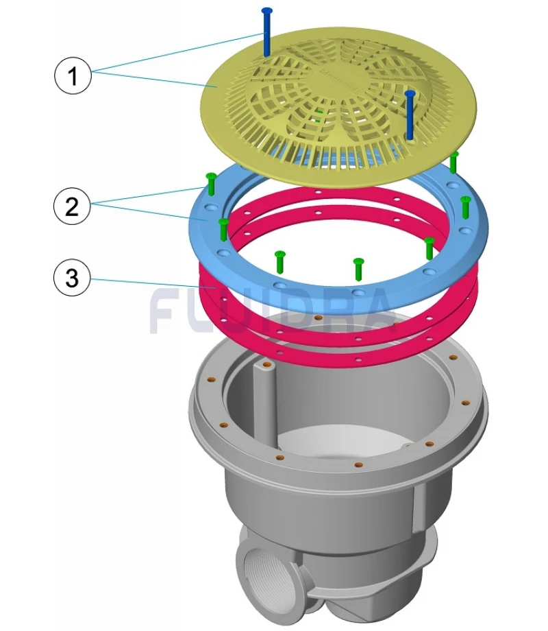 Sifon NORM pentru liner Ø189mm cu grilaj antivortex si insertii - AstralPool