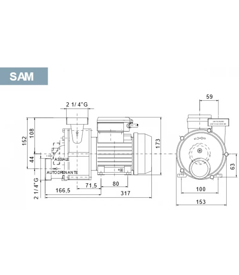 Pompa pentru hidromasaj SAM60 12mc/h 0.6kW 230V - AstralPool