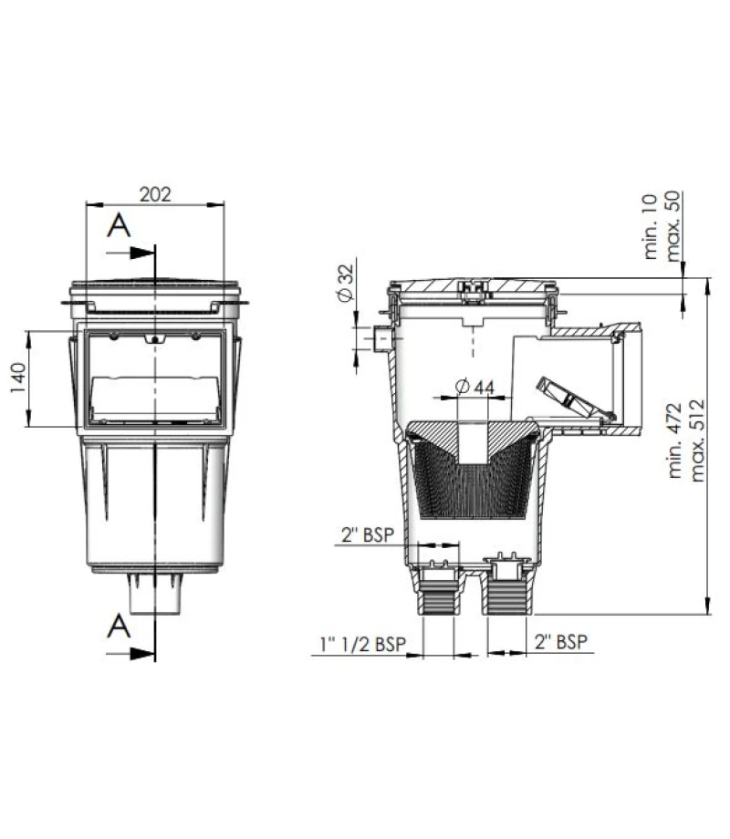 Skimmer cu deschidere standard si capac patrat 17.5 litri - AstralPool