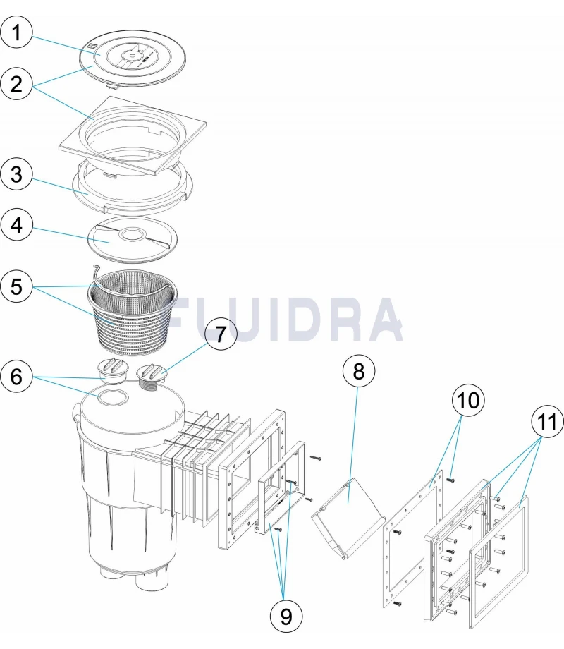Skimmer 17.5 L cu deschidere standard si capac patrat pentru liner - AstralPool