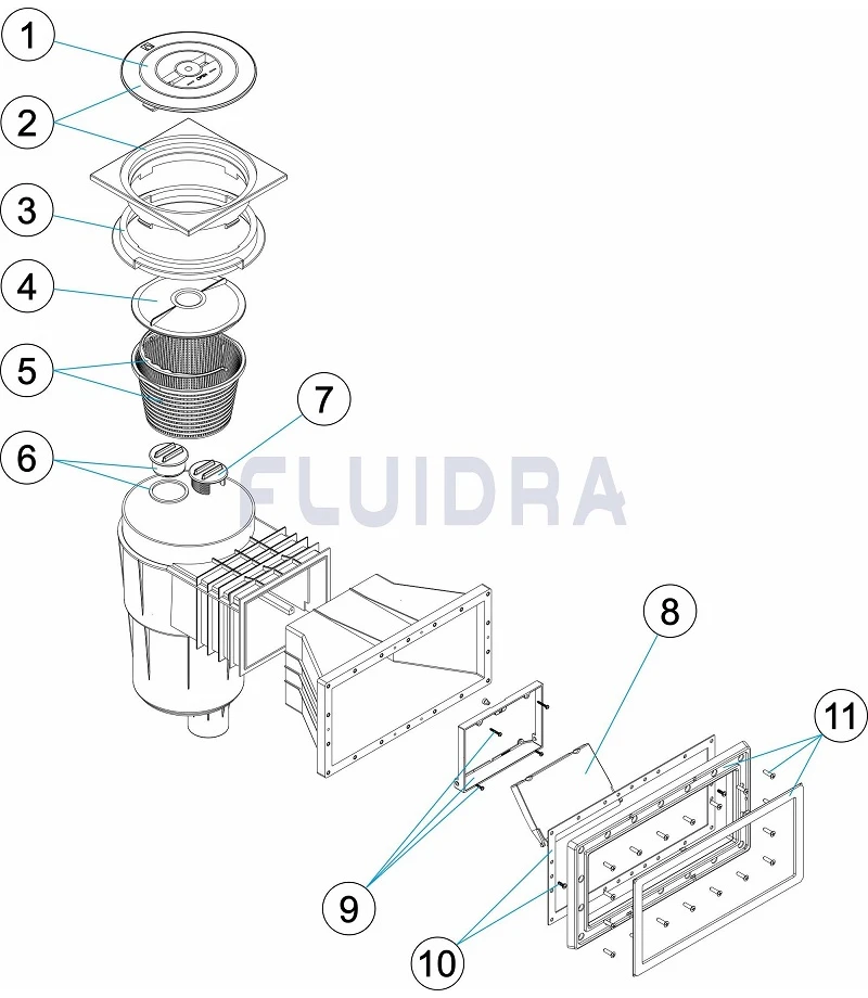 Skimmer 17.5L deschidere larga capac patrat si insertii pentru liner - AstralPool