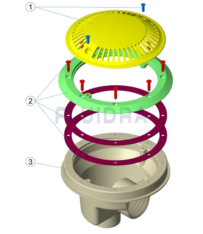 Sifon pentru liner Ø200 mm cu grilaj antivortex - AstralPool