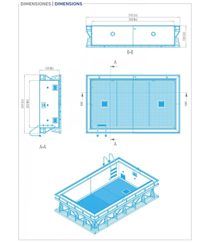 Piscina din inox cu overflow SPORT 5x3x1,2m - AstralPool