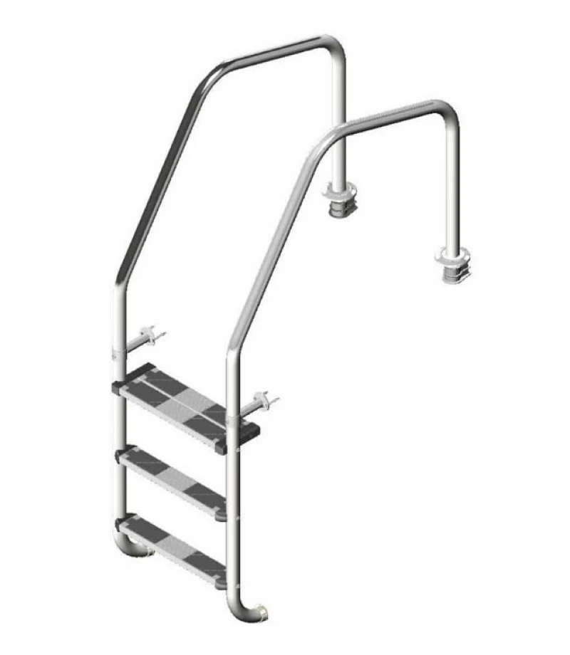 Scara piscina cu overflow 4 trepte Lux si 1 dubla de siguranta-Astralpool