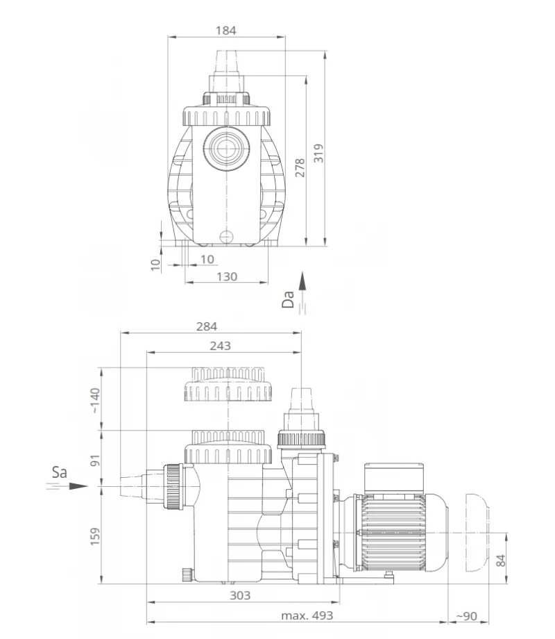Pompa piscina Magic II/6 6m³/h H=8m 0,33 CP 230V- BADU