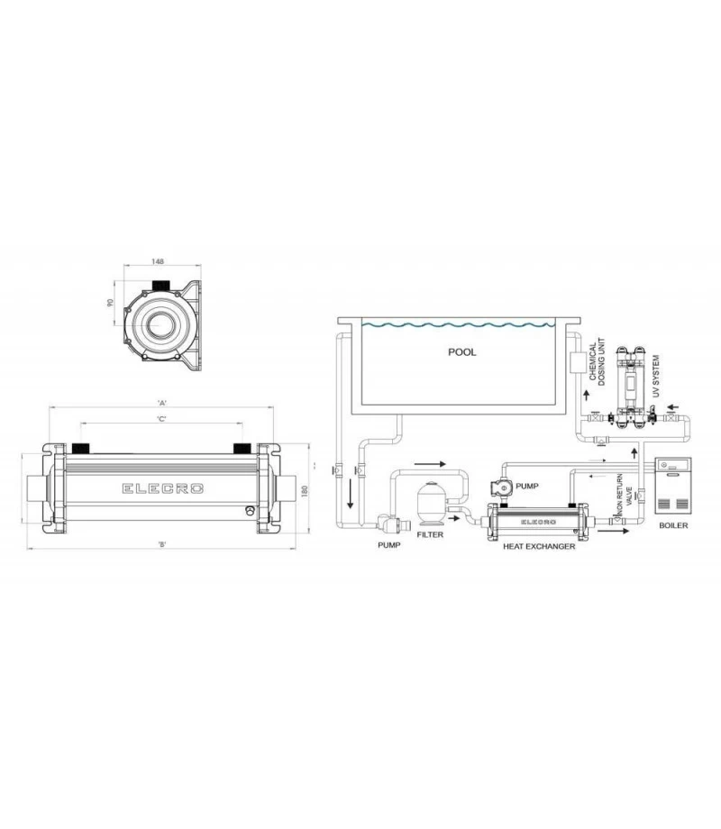 Schimbator de caldura din titan ESCALADE 75 kW - Elecro Engineering