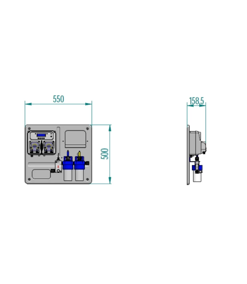 Dozator - regulator peristaltic MP Dual  PH - 1,5l/h / RX - 3,0l/h  - montat pe placa - Microdos