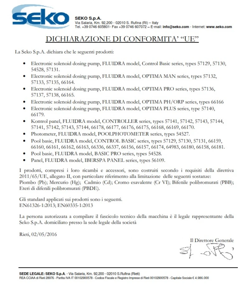 Pompa de dozare analoaga tip C 10l/h - 5bar - OPTIMA - AstralPool