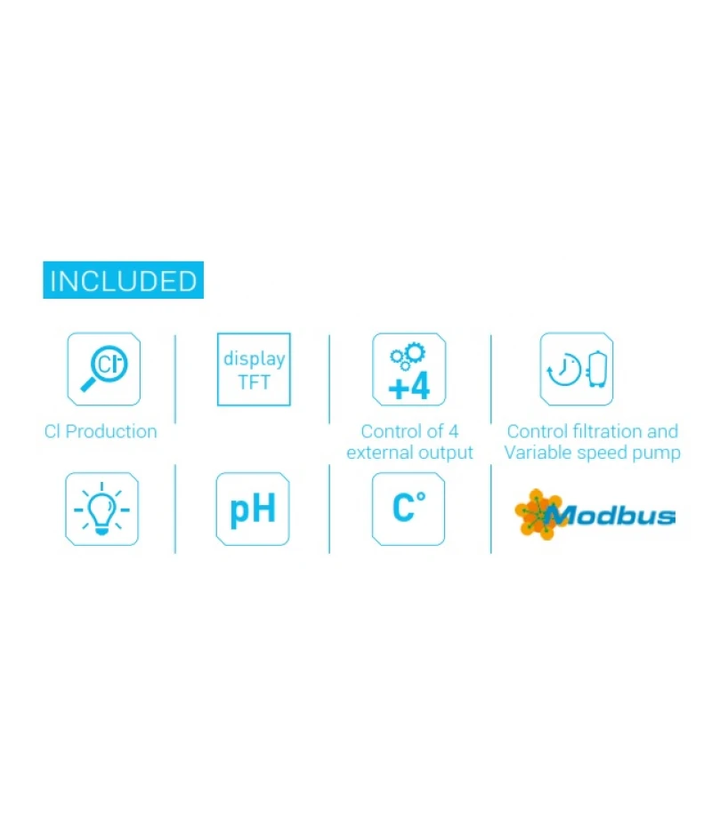 Electrolizor cu sare pentru piscina AQUARITE + SV cu celula transparenta si pH integrat - 16 grame / 65 mᶟ - Hayward