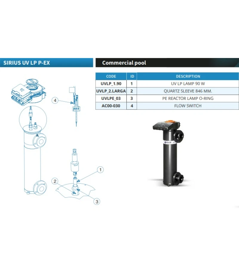 Sterilizator ultraviolete Heliox LP P25EX PE 180W - IDEGIS 